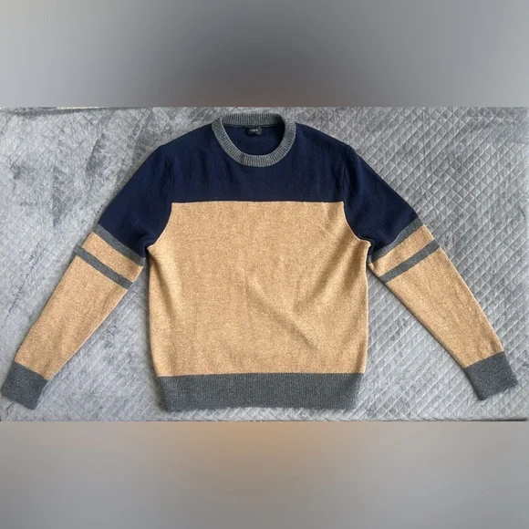 J.Crew 100% Lambswool Color Block Sweater M - Picture 4 of 7